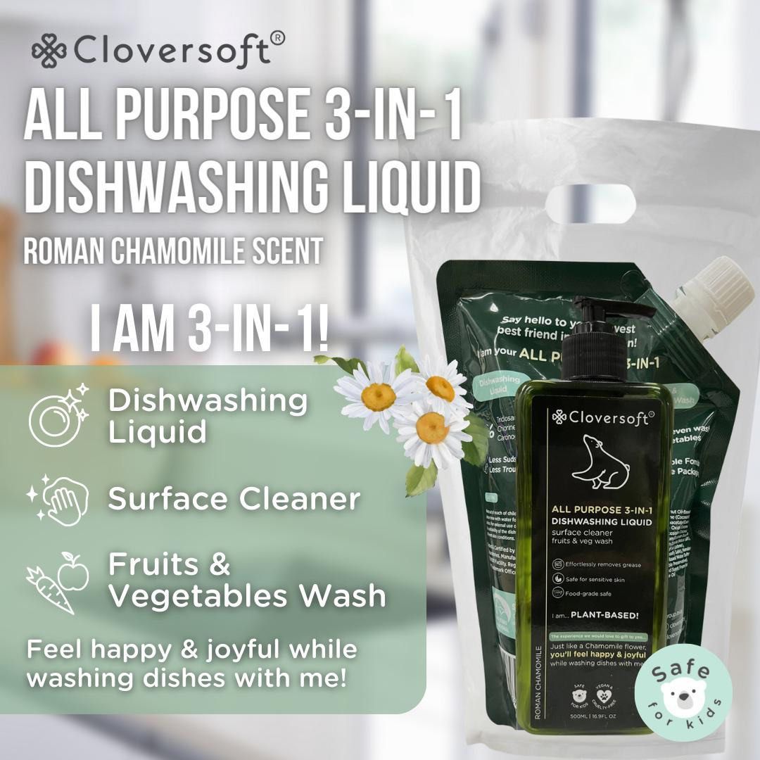 Cloversoft Dishwashing Liquid for Sensitive Skin, Furniture & Home Living, Cleaning & Homecare