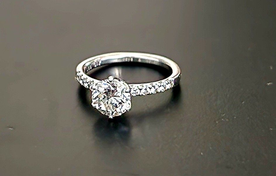 Custom made diamond ring set in platinum white gold Women s