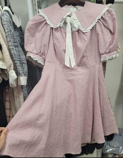 日本品牌Evelyn 粉紅 格仔 連身裙 Japan Evelyn pink boxes dresses64207450191362110