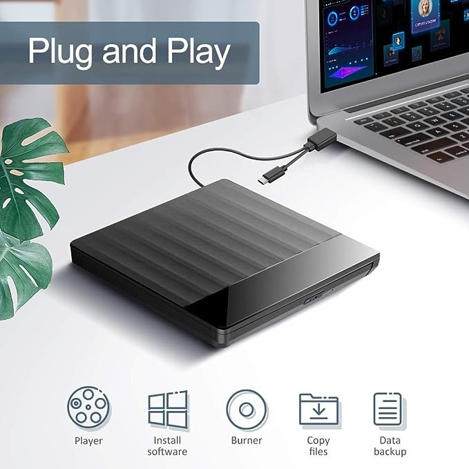 External CD DVD Drive,USB 3.0 and USB C Port High Speed Data Transfer ...