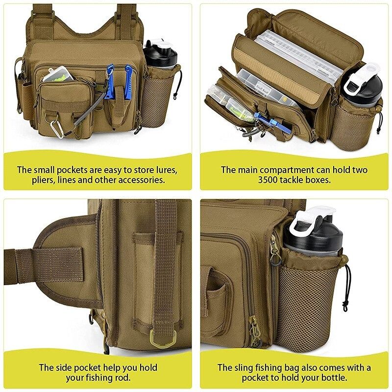 Fishing Tackle Backpack Storage Sling Bag,Removable Shoulder Strap, Rod  Holder for Fly Fishing Hiking Hunting Men Women, 運動產品, 運動與健身, 運動與健身-  有氧健身器材- Carousell