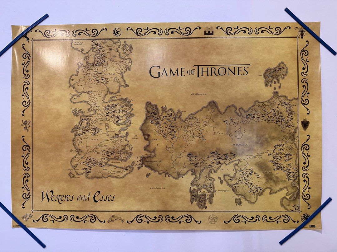 Game Of Thrones Westeros And Essos Map Licensed Poster (61 X 91.5 Cm) -  *Minor Defects: See Photos*, Hobbies & Toys, Stationery & Craft, Art &  Prints On Carousell