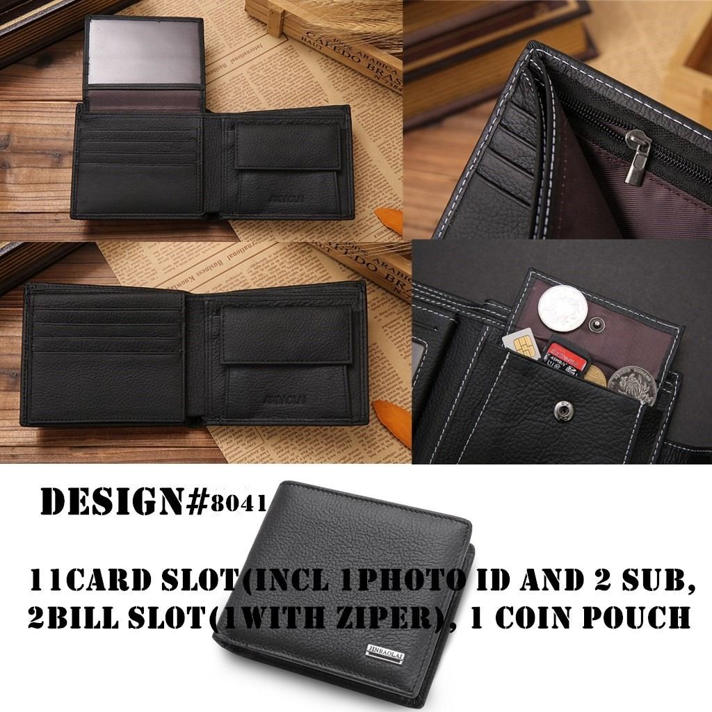 100% Genuine Leather Jinbaolai Premium Cowhide Men's Bifold Wallets