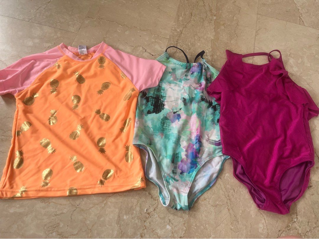 Girls swimsuits and swim rash vest bundle 10 years, Babies & Kids