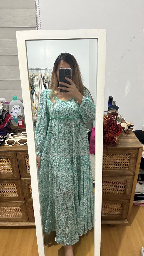 Light green floral best sale maxi dress