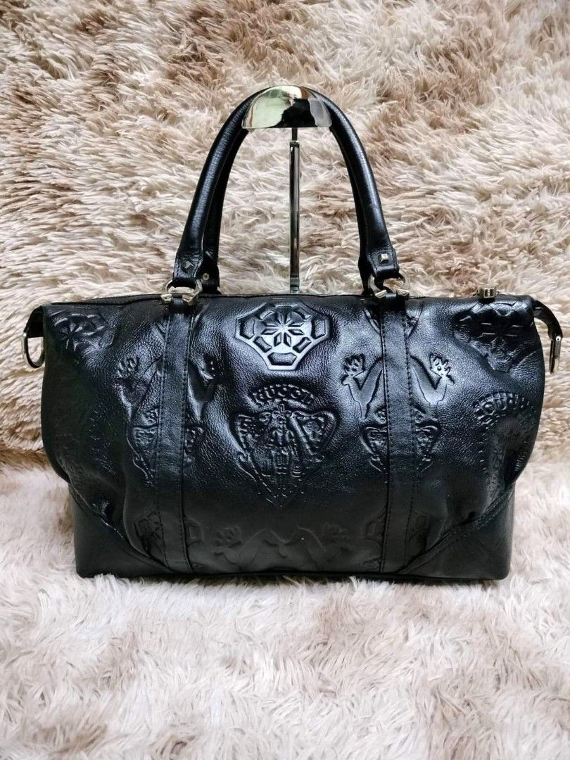 GUCCI EMBOSSED LOGOS BLACK TOTE BAG
