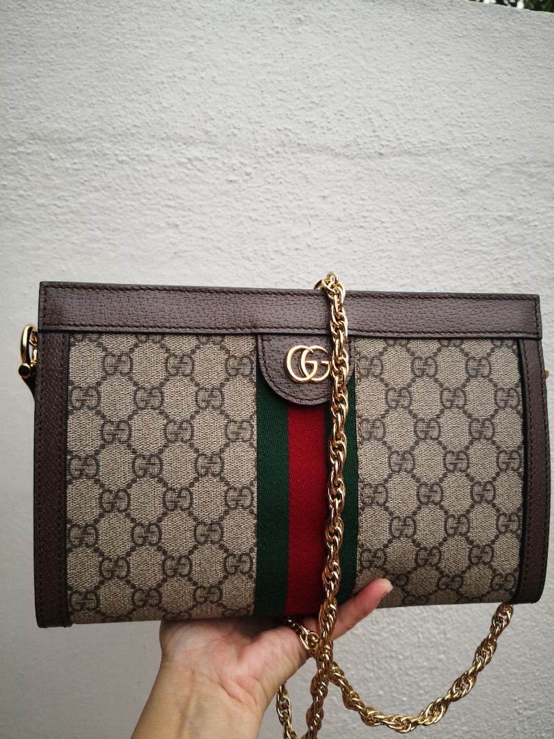 Gucci - New Ophidia Small Shoulder Burgundy GG Leather Crossbody