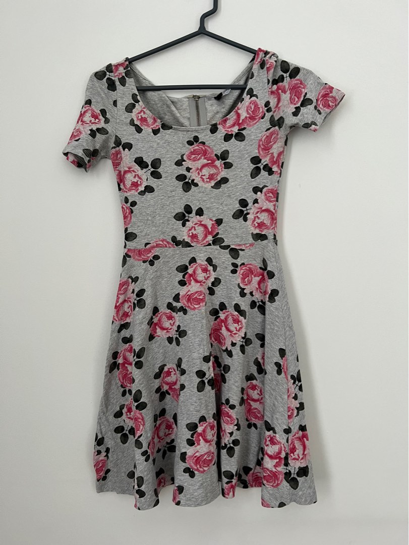 Flowery skater dress sales