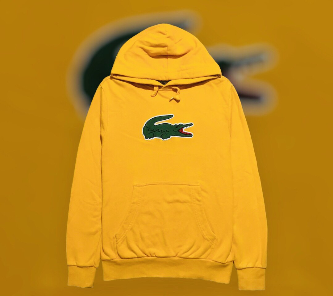 Yellow lacoste hoodie outlet