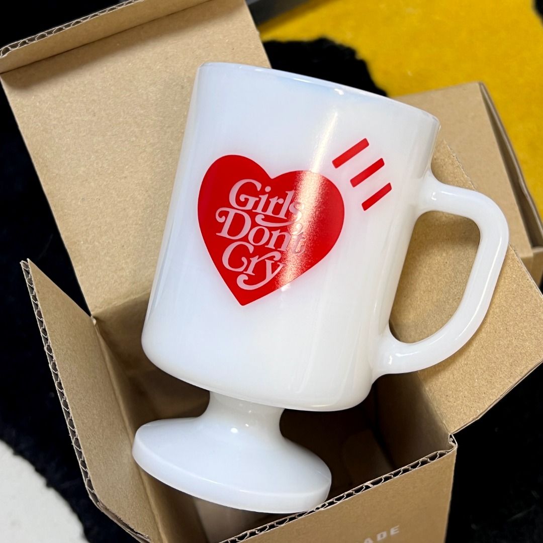 Girls Don't Cry MILK GLASS PEDESTAL MUG