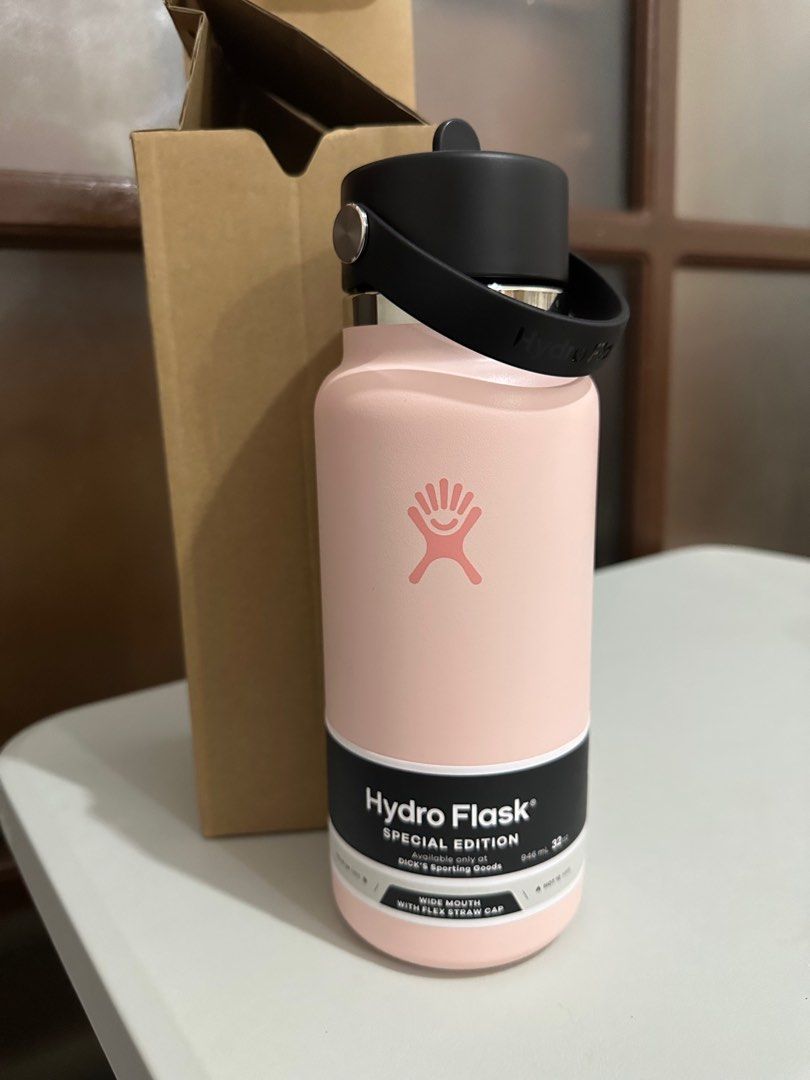 NEW Hydro Flask Dogwood Pink 32 oz Wide Mouth Bottle Flex Straw