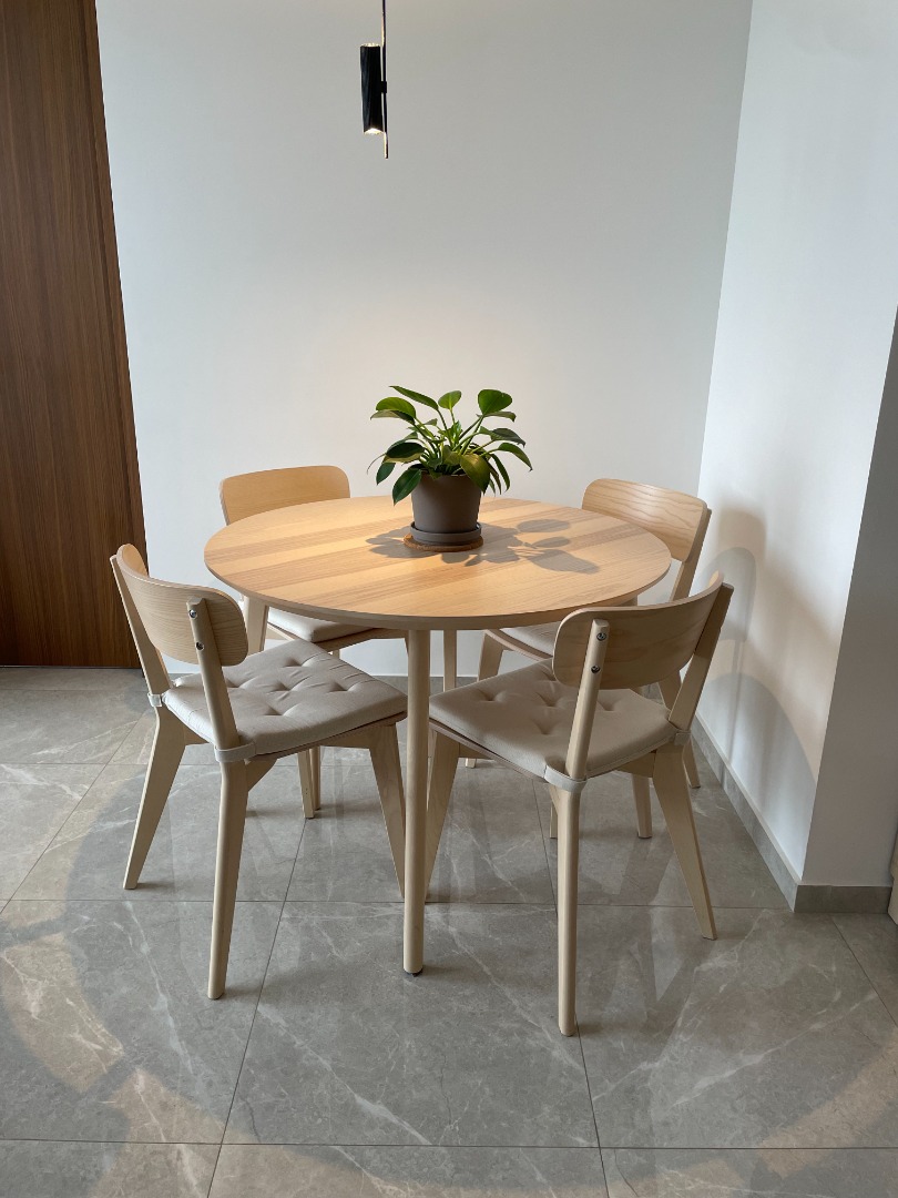 IKEA LISABO Dining Table 4 Chairs Set Cushion pads included