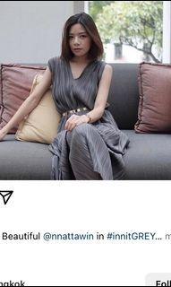 Innit Bangkok Pleat Maxi Dress in GREY