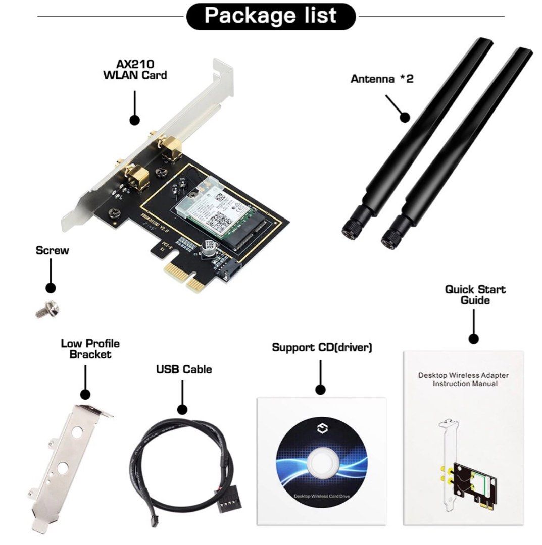 Intel AX210 WiFi 6E PCIe Card