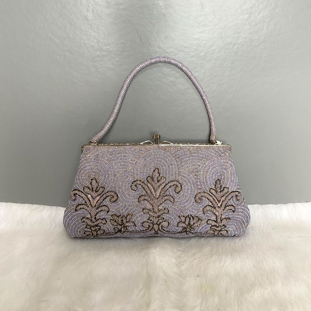 Japan Vintage Lilac Fully Beaded Evening Clutch Bag Women s Fashion Bags Wallets Clutches on Carousell