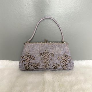Japan Vintage Lilac Fully Beaded Evening Clutch Bag