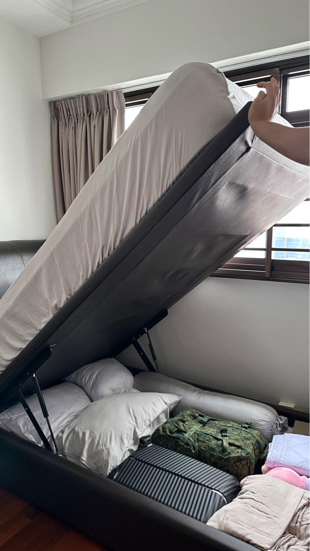 King Koil super single mattress, bed frame with storage, Furniture