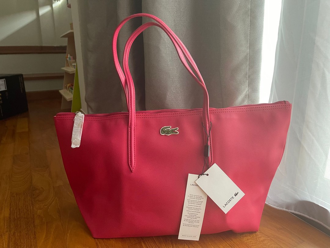 Lacoste Tote bag with zipper, Virtual Pink Large Shopping Bag 100