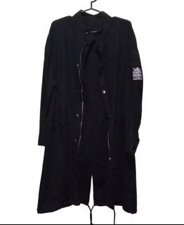 Long Black Button Up Thin Coat