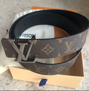 LOUIS VUITTON Brown Leather Belt MEN'S LV UTAH Initial Gold Buckle 40mm,  Luxury, Accessories on Carousell
