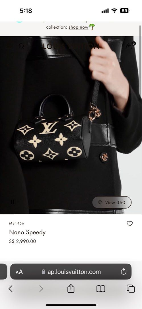 Louis Vuitton Nano Speedy Black Monogram Empreinte