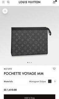 LV x YK Pochette Voyage Bag - Luxury Monogram Eclipse Grey