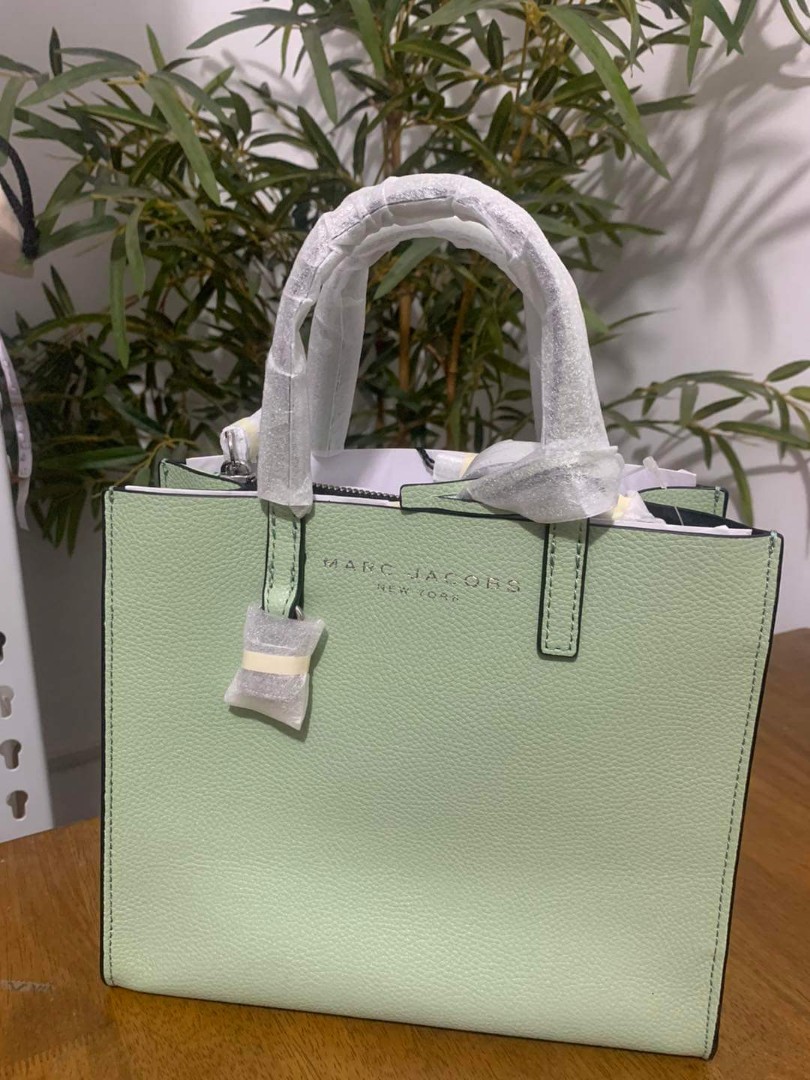Marc Jacobs Mini Grind Mint Green Pebbled Leather Crossbody Tote Handbag