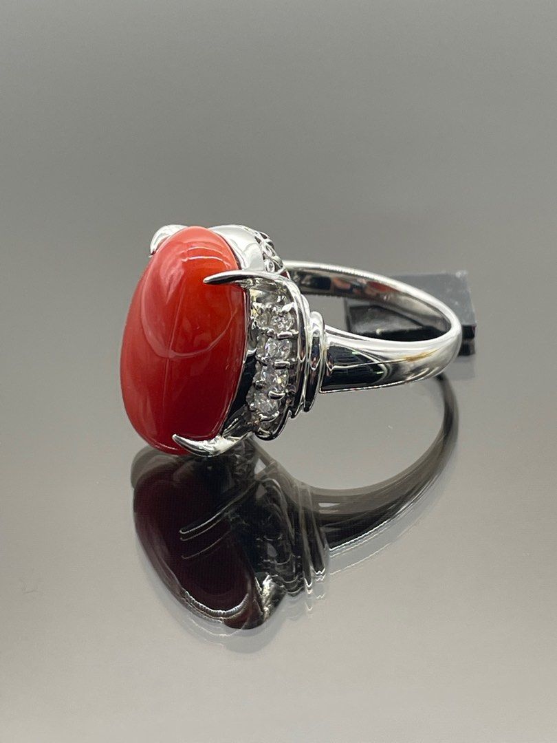 Genuine red coral ring store