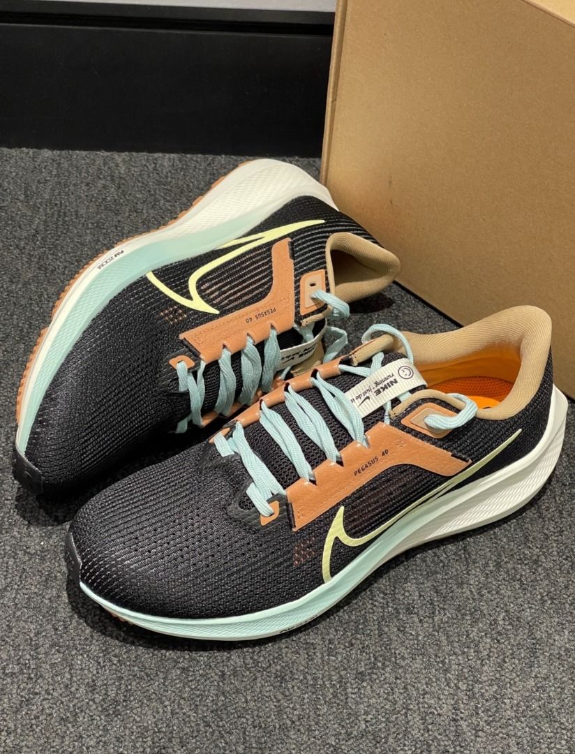 Nike Air Zoom Pegasus 40 飛馬40 減震透氣低幫跑步鞋男款黑黃, 女裝