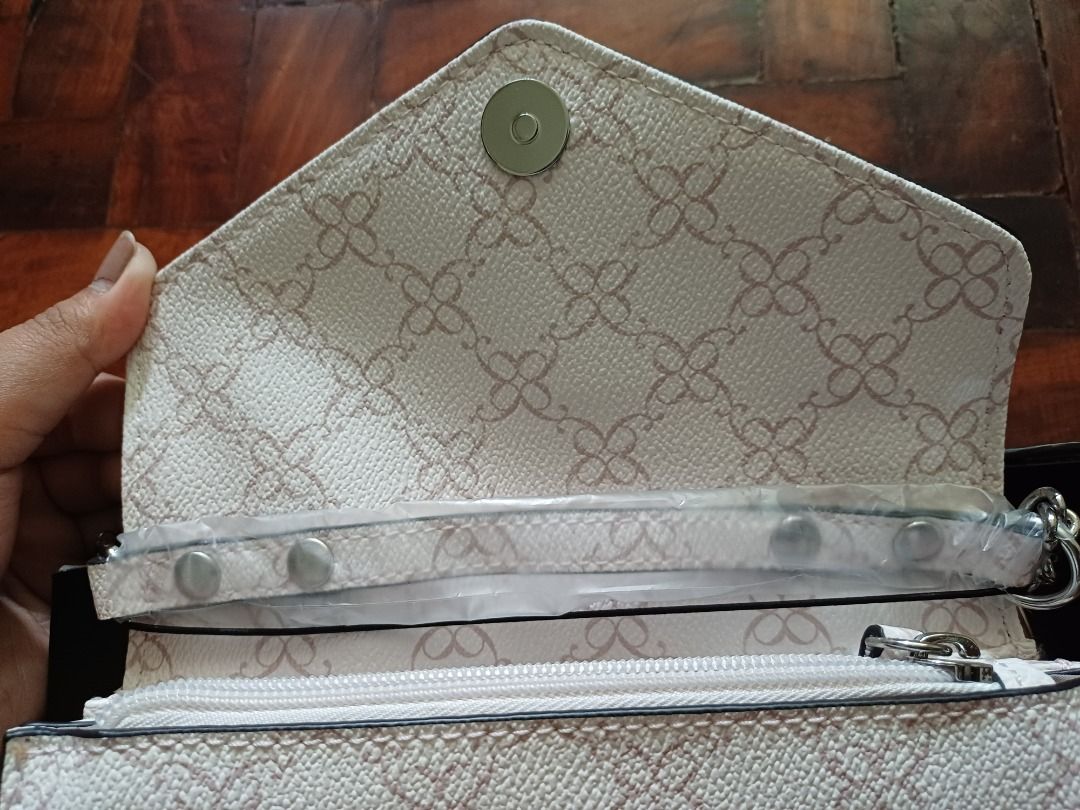 NINE WEST Zane SLG Crossbody Purse Sling Bag White Fawn Logo