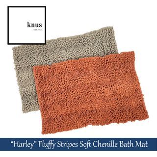 Non Slip Soft Chenille Bath Mat Water Absorbent Stripes Fluffy Plush Rugs Indoor Entryway Multiuses 45x70 HARLEY