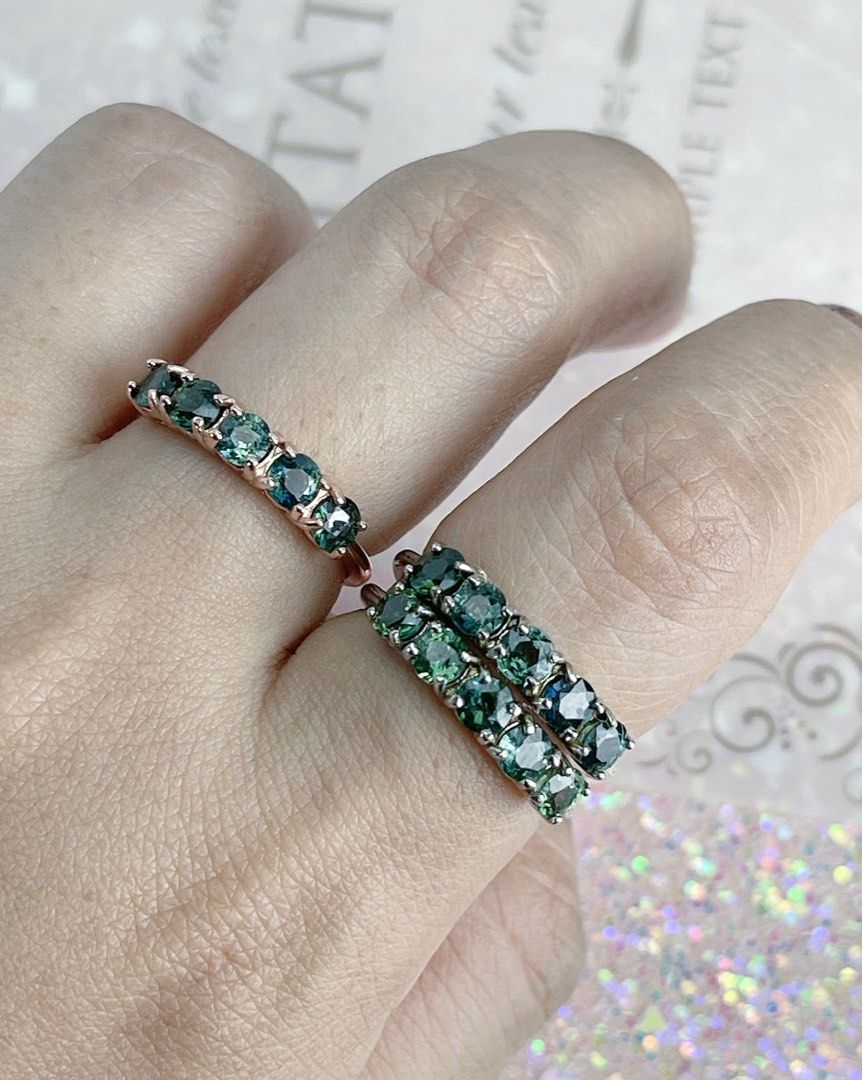 Parti sapphire half eternity rings Women s Fashion Jewelry