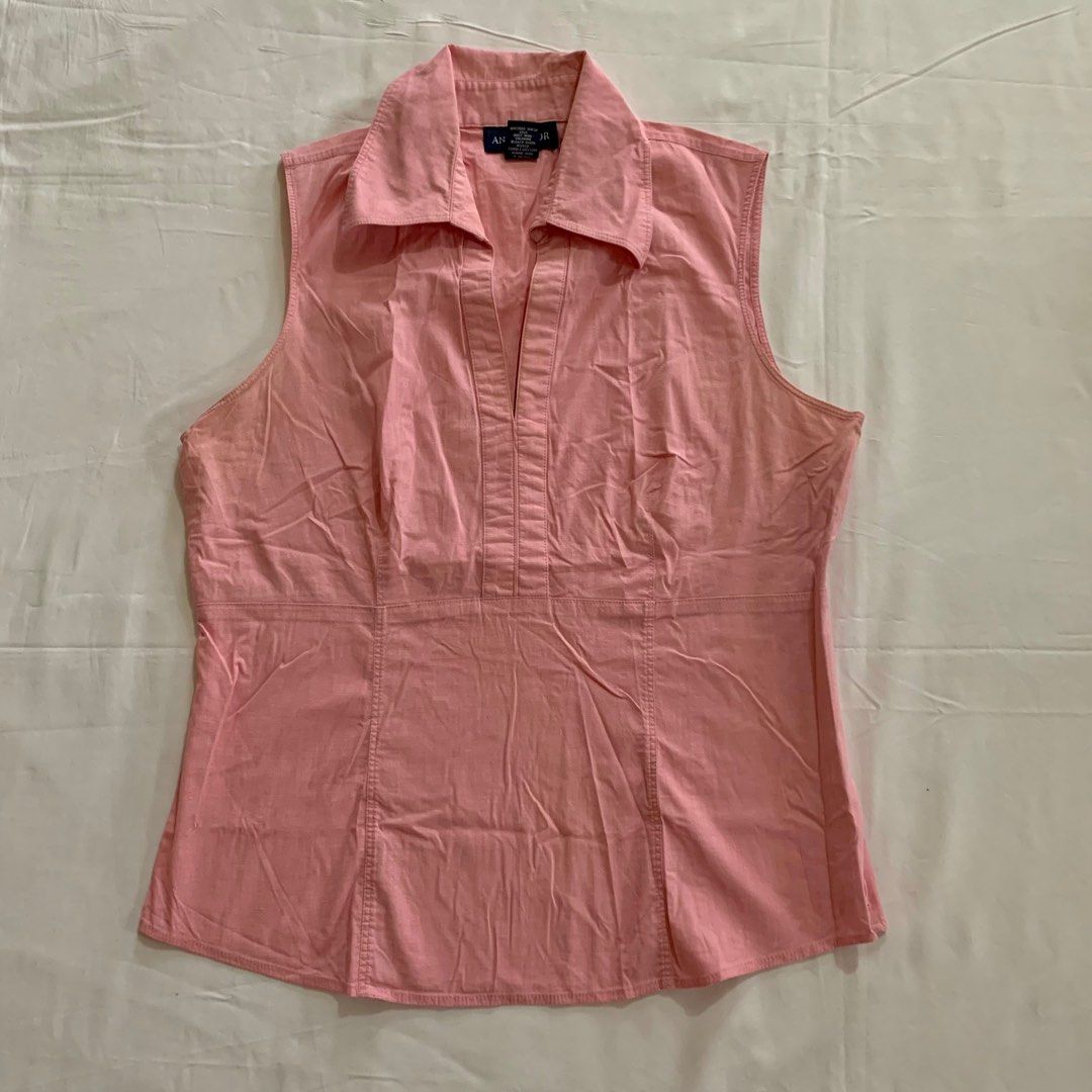 Pastel Pink Polo Sleeveless Top/ Ann Taylor Top/Y2k/ Aesthetic