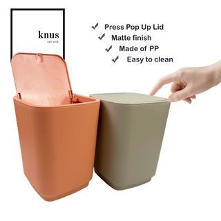 Plastic Trash Bin Pop Up Lid Garbage Container Bin with Press Top Lid Waste Basket for Kitchen Bathroom Living Room Office