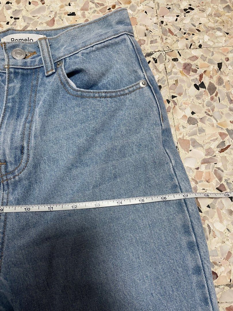 High Waist Jeans - Blue - Pomelo Fashion