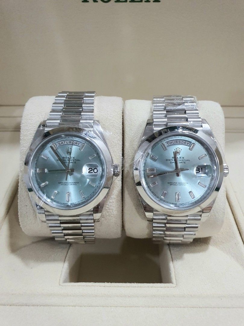 Rolex day date on sale platinum baguette