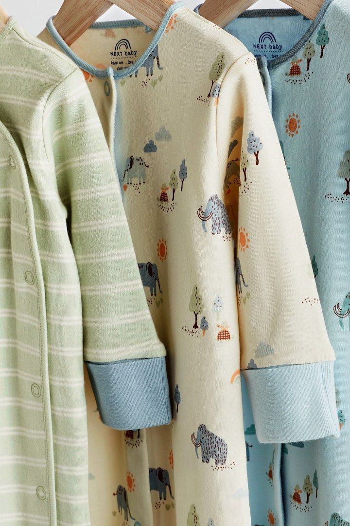 Sale Next UK Mint Green Elephant Sleepsuits Set