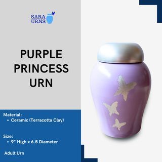[saraurnsph] Affordable Ceramic Urn Purple Princess Butterfly Urn Terracotta Urn Purple Urn