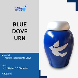 [saraurnsph] Affordable Ceramic Urn Blue Dove Urn Terracotta Urn Blue Urn with Dove Design Ashes