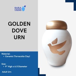 [saraurnsph] Affordable Ceramic Urn Golden Dove Urn Terracotta Urn White Urn with Dove Design