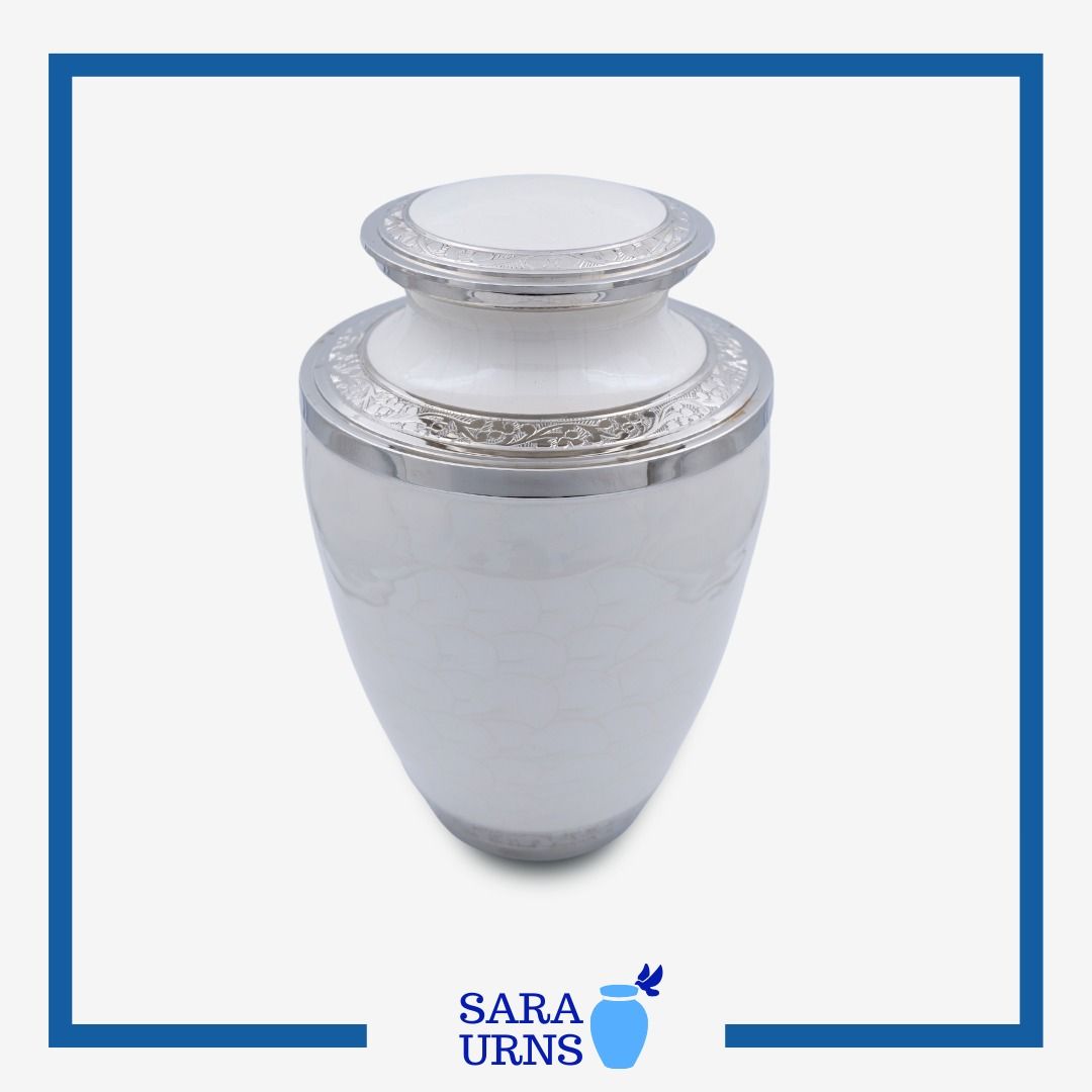 [saraurnsph] Living Grace Brass Urn Cremation Urn Jar White Urn Metal