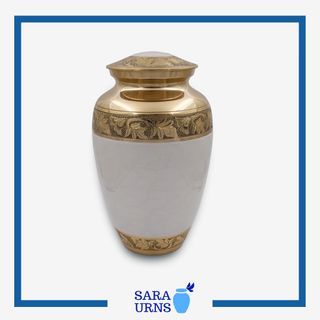[saraurnsph] Pure Hope Brass Urn Cremation Urn Jar for Human Ashes White Urn Metal Urn Gold