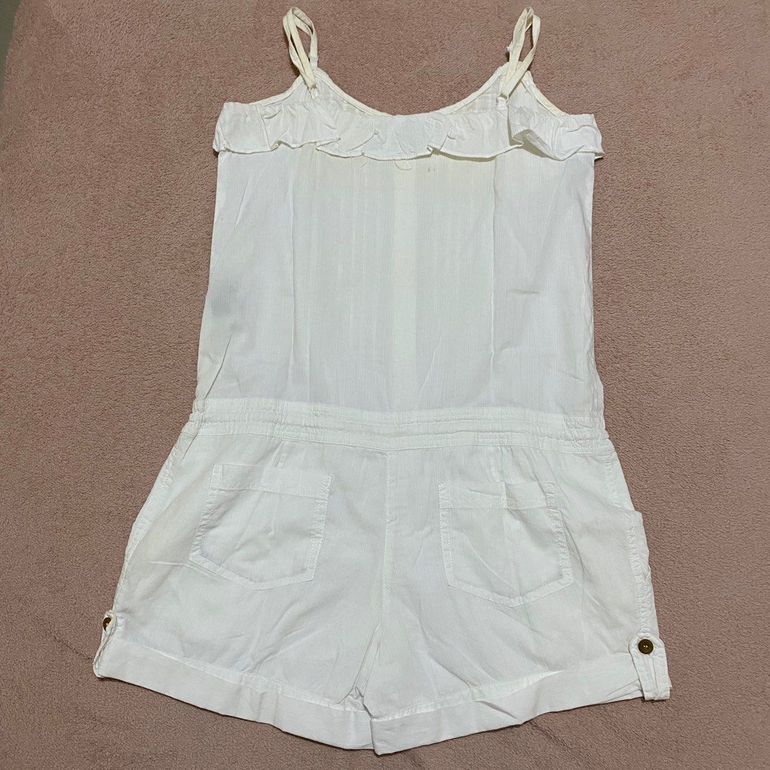 SPORTSGIRL AUSTRALIA White Button Jumpsuit Romper with 4 Pockets