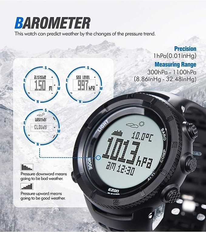 Watch with compass and altimeter and thermometer discount