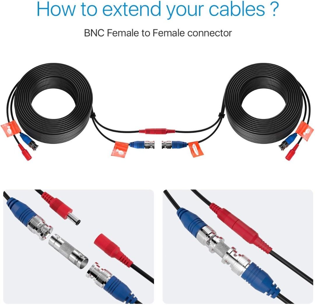 Cámara De Seguridad BNC DC Cable Para CCTV Video Power Guantes