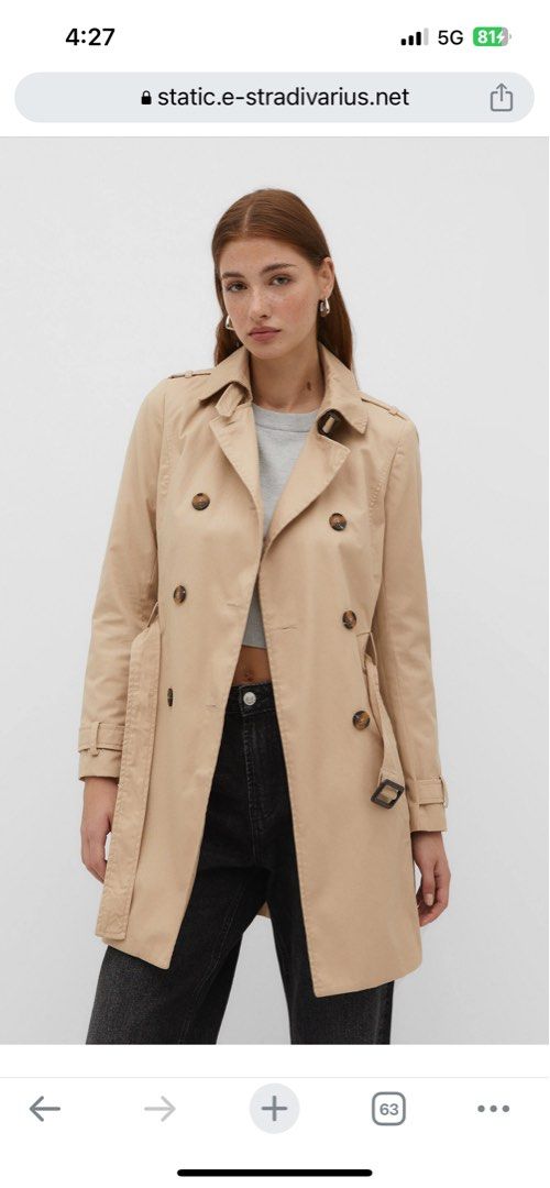 Stradivarius trench hotsell beige