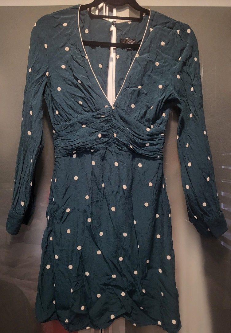 Green polka dot dress on sale topshop