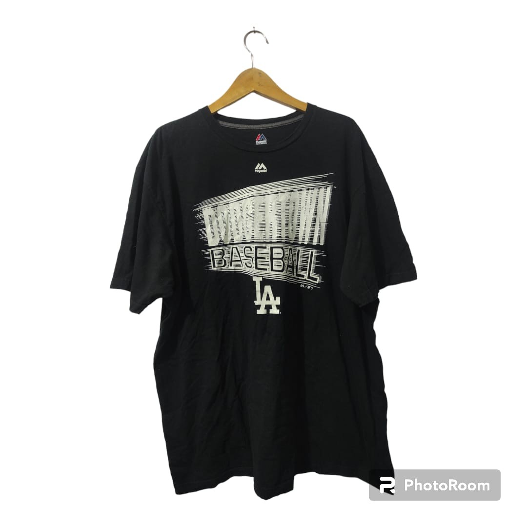 T-SHIRT MLB MAJESTIC LA DODGER TOWN BASEBALL RING SPUN SOFT TRIPLE PEAK  HITAM PEKAT MADE IN NICARAGUA