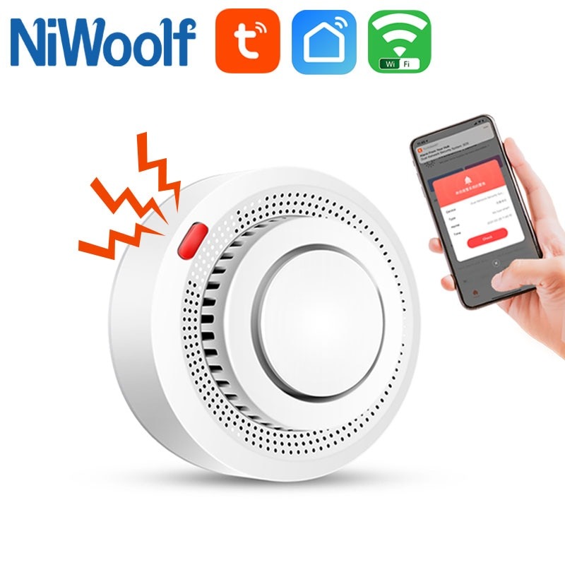 Tuya Wifi Smoke Detector Fire Sensor 80db Sound Alarm Smokehouse ...