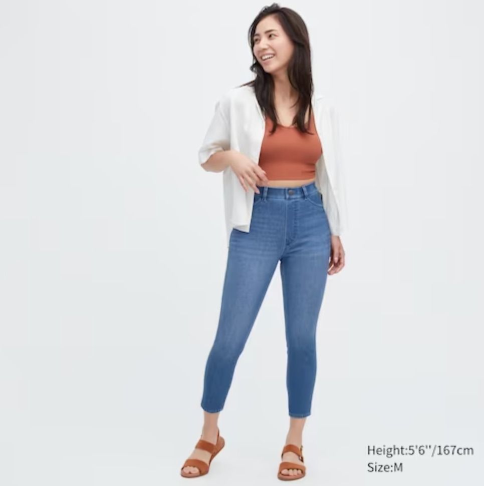 UNIQLO High Rise Cropped Leggings Pants, Women's Fashion, Bottoms, Jeans on  Carousell